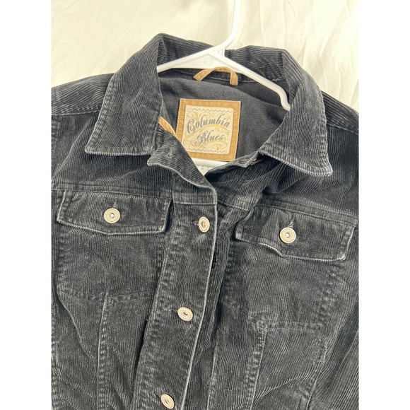 Columbia Blues Jackets & Blazers - VTG Columbia Blues Womens Black Corduroy Button Up Jacket Size small